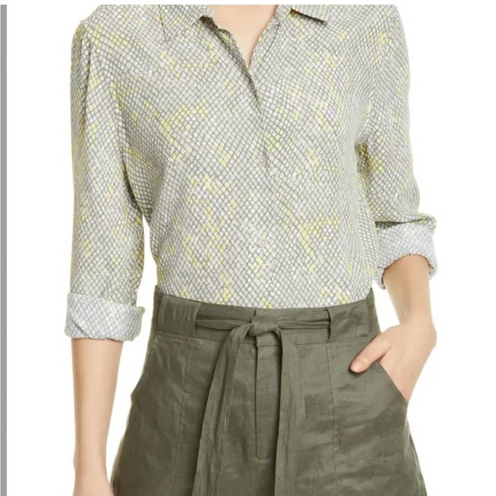 Equipment Essential Snake Print Button Blouse Med… - image 3
